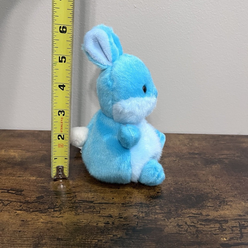 Aurora Palm Pals Hoppy Teal Bunny Blue Bean Plush - Picture 4 of 6
